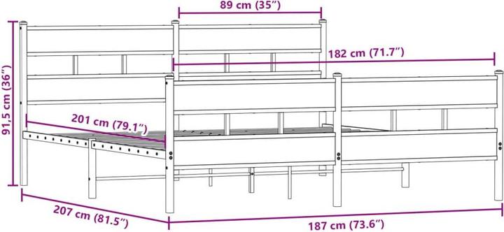 Actual product image VidaXL Bed frame Bed single bed without mattress 90x200 cm wood-based material (90 x 200 cm)