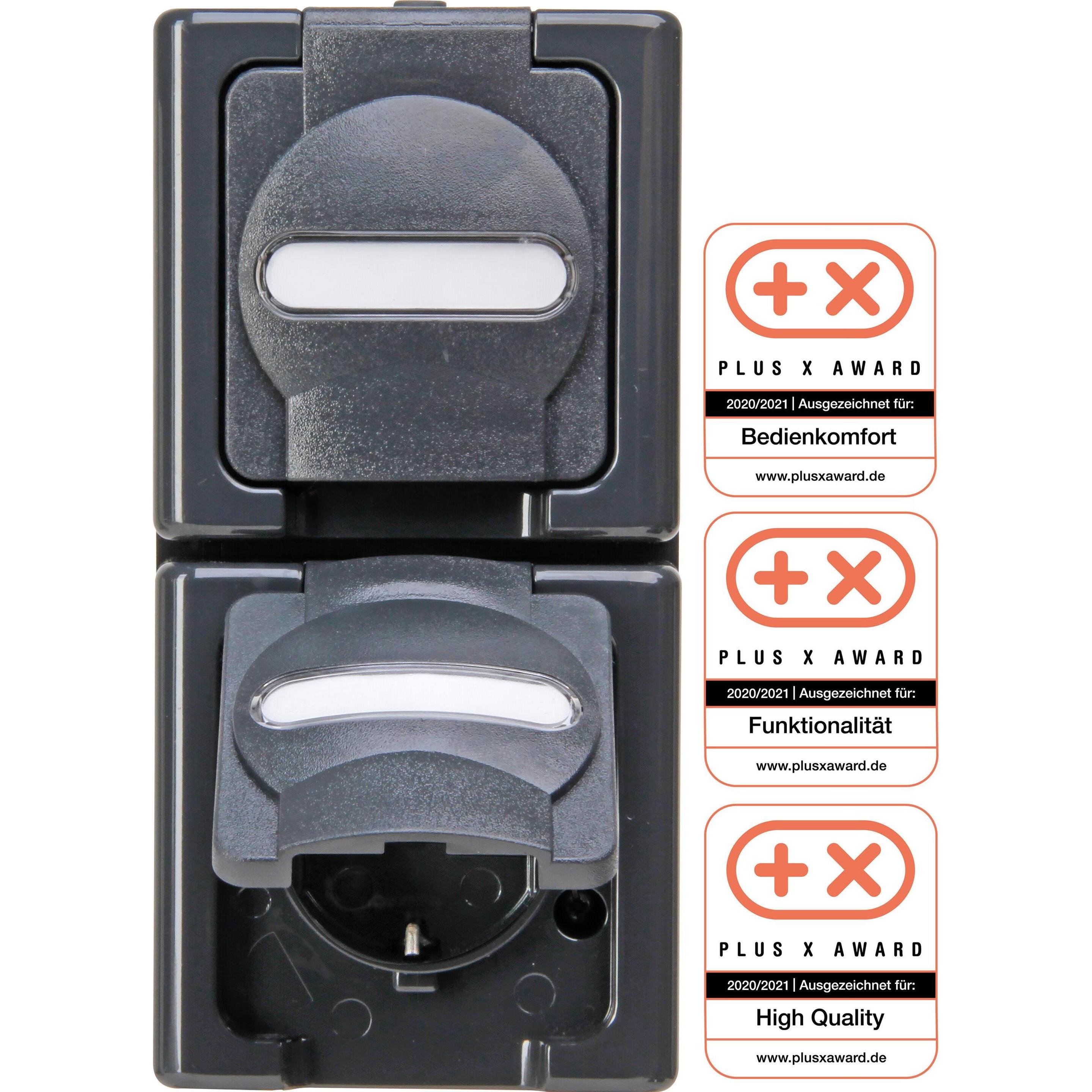 Kopp, Steckdose, APWG Blue Electric 1314.1500.9 SCHUKO-Steckdose 2fach senkrecht anthr.