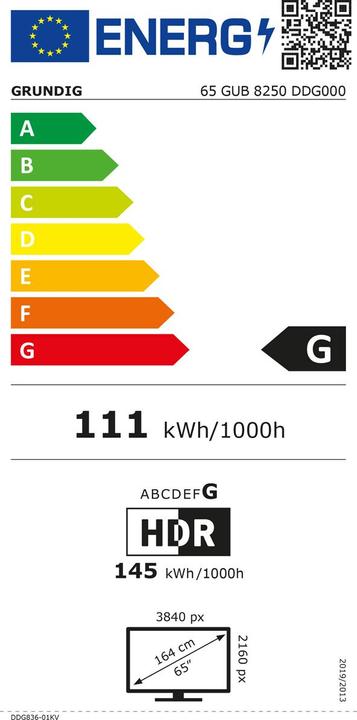 Etichetta energetica Grundig TV Delta Serie 65 GUB 8250 (66", LCD, UHD, 2022)