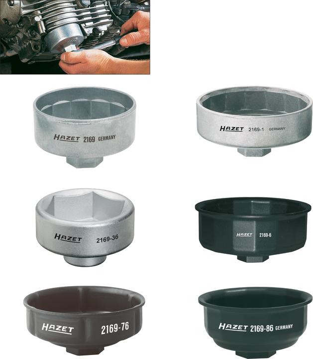 Produktbild HAZET Ölfilter-Schlüssel 2169-6 ∙ Vierkant12,5 mm (1/2 Zoll) ∙ Aussen 16-kant Profil ∙ 97 mm