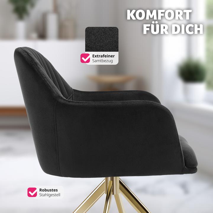 Immagine prodotto tectake Samt-Drehstuhl Lona mit dicker Polsterung