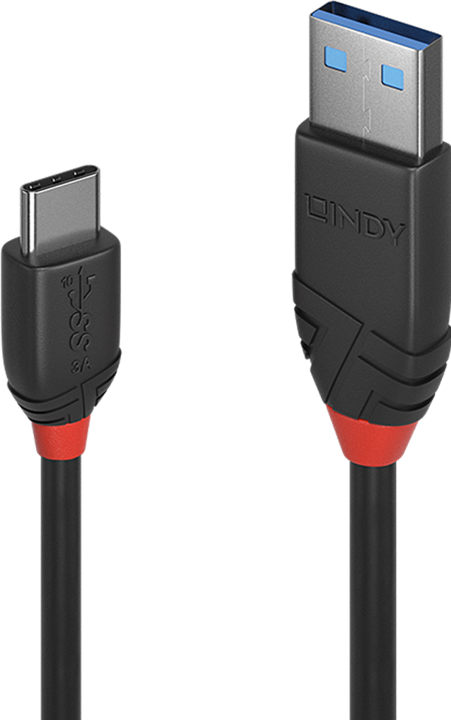 Actual product image Lindy black line (1 m, USB 3.1)