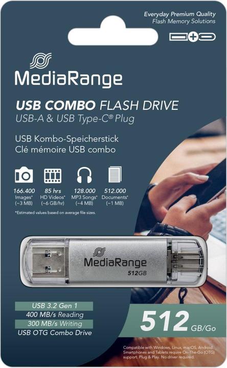 Actual product image MediaRange Combo-Stick (512 GB, USB-A)