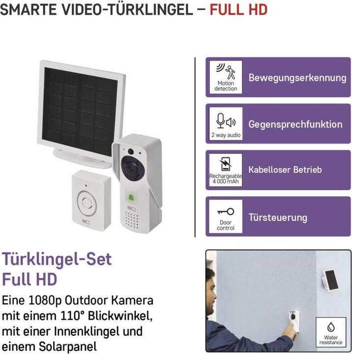 Immagine prodotto Emos Campanello video wireless GoSmart IP-09D con WiFi e pannello solare, alimentato a batteria (WiFi)