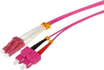Produktbild Tecline LWL Patchkabel HD, 50/125 µm, Multimode, OM4-Faser, LC Duplex Stecker / SC Duplex Stecker, erikaviol (0.00 m)