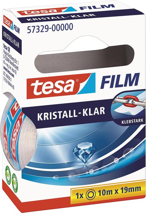 tesa 1x tesafilm KRISTALL-KLAR, hochtransparent, alterungsbeständig, mit starker Haftung (19 mm)