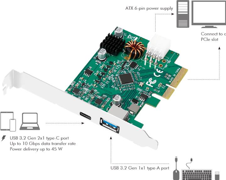 Produktbild LogiLink PCI Express Karte, USB 3.2 Gen2x1