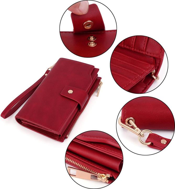 Only-Bags.Store Brieftasche RFID-Blockierung Grosse Kapazität Vegan Leder Clutch Wallet 21 Card Slots Holder