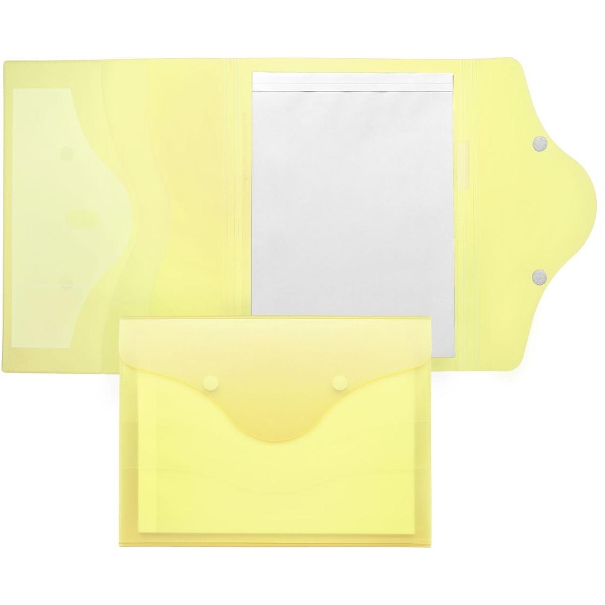 Foldersys, Mappe, Schreibmappe A4 PP mit Schreibblock Klettverschluss gelb transluzent (A4, 1 x)