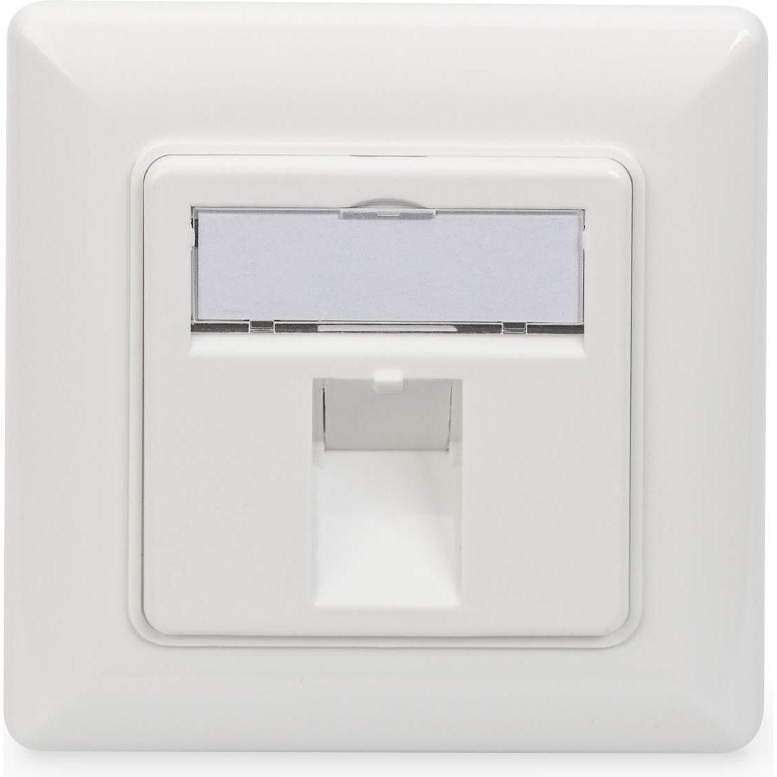 Digitus, Programma di commutazione degli accessori, Pannello frontale per jack Keystone 1x RJ45 copertura antipolvere 80x80 + piastra centrale bianco