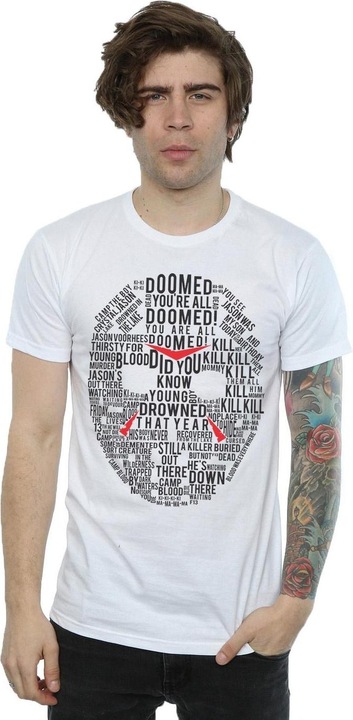 Actual product image Absolute Cult Mens Jason Text Mask T-Shirt (XL)