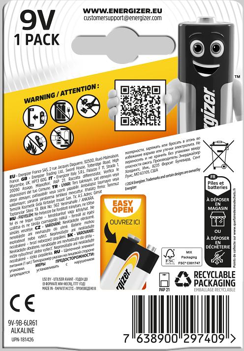 Produktbild Energizer 9 V Block-Batterie (1 Stk., 9V Block)