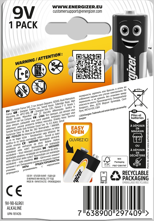 Actual product image Energizer 9 V Block-Batterie (1 pcs., 9V Block)