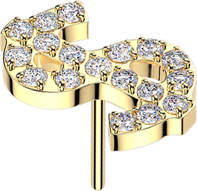 Immagine prodotto Star Piercing Threadless Dollar vergoldet Kristalle silber (Titanio)