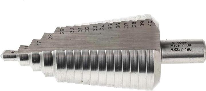 Produktbild RS PRO Stufenbohrer 6-40mm (11 mm, 14 mm, 17 mm, 20 mm, 23 mm, 26 mm, 29 mm, 32 mm, 35 mm, 38 mm, 41 mm, 8 mm)