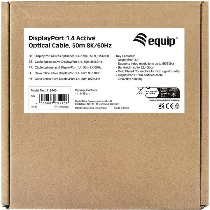 Actual product image equip DisplayPort 1.4 St/St 50m 8K/60Hz comp.HDCP black (50 m)