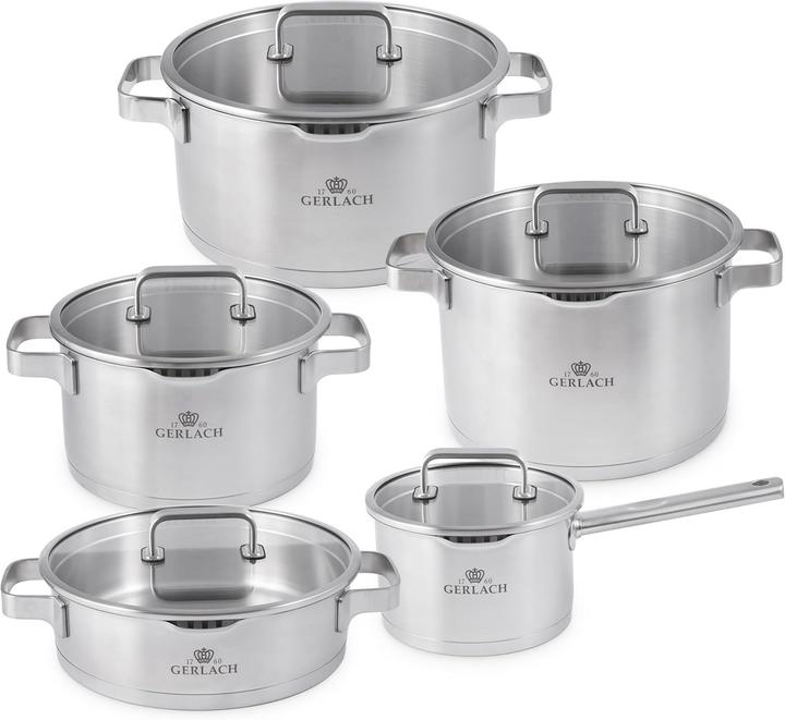 Produktbild Gerlach PRESTIGE PLUS Topfset 10-tlg. 342M 24.20.24 (Pfannenset + Topfset, Edelstahl)