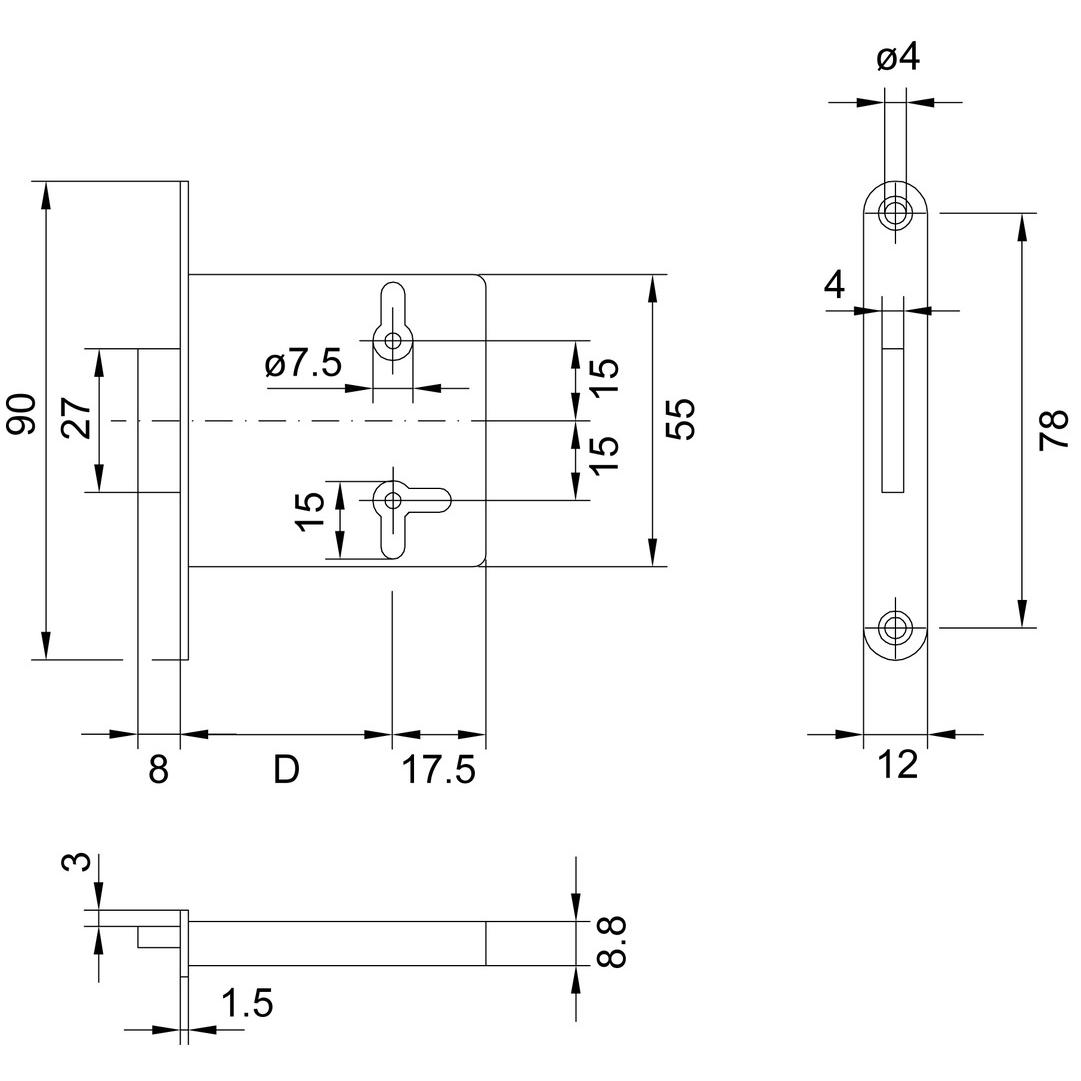 Thumbnail - Heusser, Türschloss + Schliesszylinder, Einsteckschlösser 2501 (Einsteckschloss)