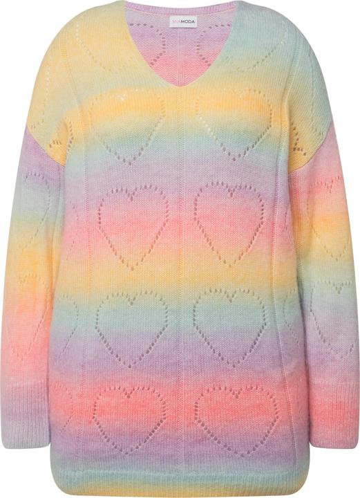 Produktbild Miamoda Pullover, Farbverlauf, Herz-Ajourmuster, V-Ausschnitt, Langarm (58)