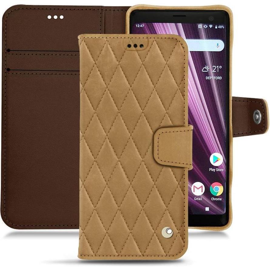 Noreve Lederschutzhülle Wallet (Sony Xperia XZ3), Smartphone Hülle, Braun