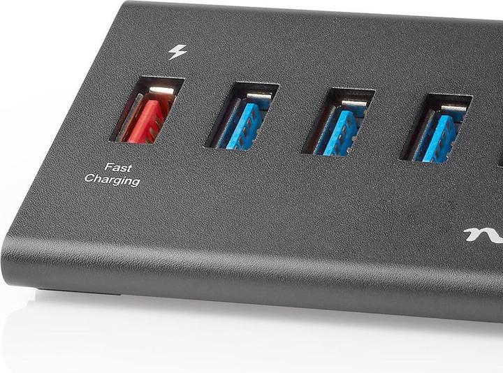 Produktbild Nedis UHUBUP3510BK. Hostschnittstelle: USB 3.2 Gen 1 (3.1 Gen 1) Micro-B, Hub-Schnittstellen: USB 3.2 Gen (USB-C, 5 Ports)