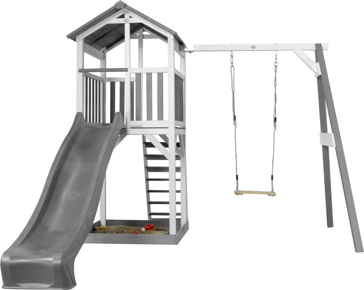Axi Beach Tower Spielturm mit Einzelschaukel - Graue Rutsche