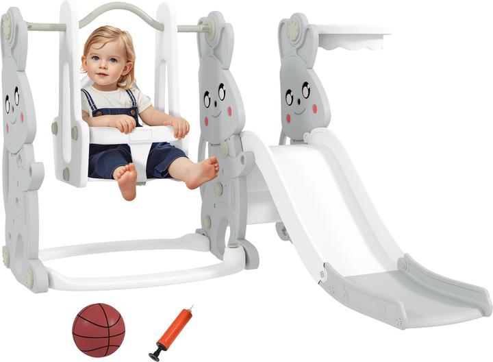 Aiyaplay Kinderschaukel & Kinderrutsche Set Kunststoff Grau