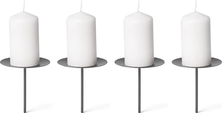 Produktbild Novaliv 4x Kerzenpick | Dorn, 6 cm SCHWARZ | Kerzenhalter für Adventskranz Kerzenpin Weihnachtskranz