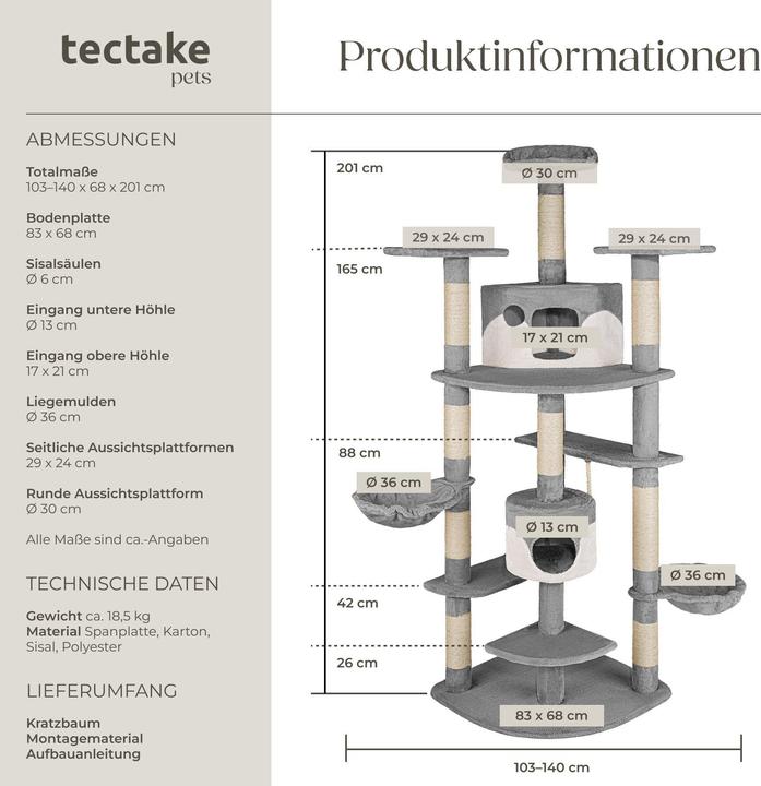 Image du produit tectake Fippi (201 cm, Gris/blanc)