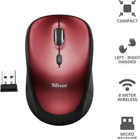 Immagine prodotto Trust Yvi Mini Mouse senza fili rosso (Senza fili)