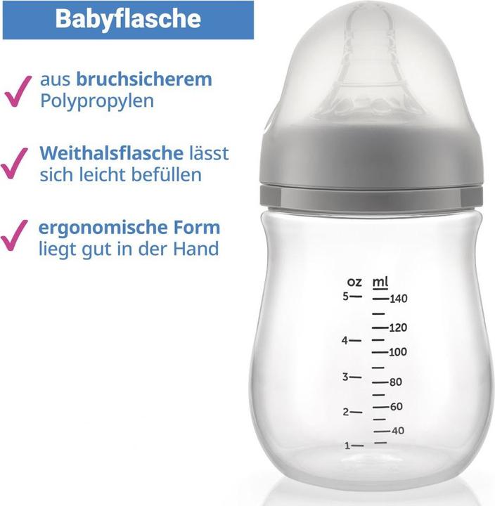 Produktbild MiaMia Babyflaschen PP-Flasche 140 ml mit Silikon-Trinksauger (140 ml)