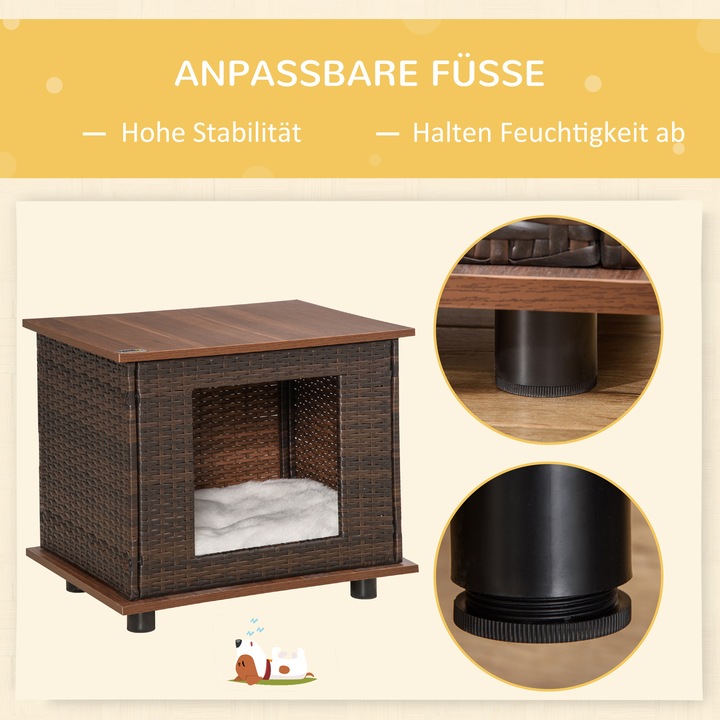 Actual product image PawHut Rattan Dog House with Cushion