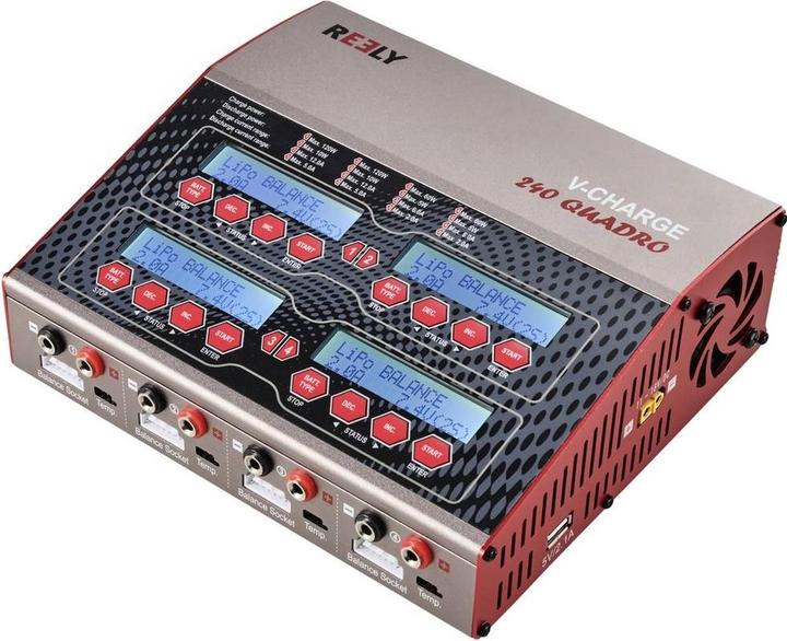 Reely V-Charge 240 Quadro Modellbau-Multifunktionsladegerät 12 V, 230V 12A LiPo, LiIon, LiFePO, LiH