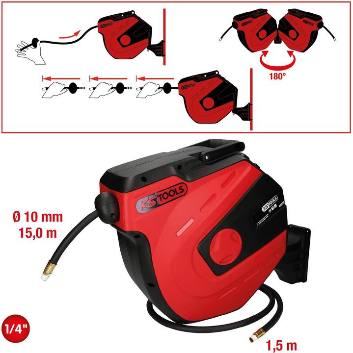 Image du produit KS Tools Enrouleur de tuyau d'air comprimé, d 10mm x 15m