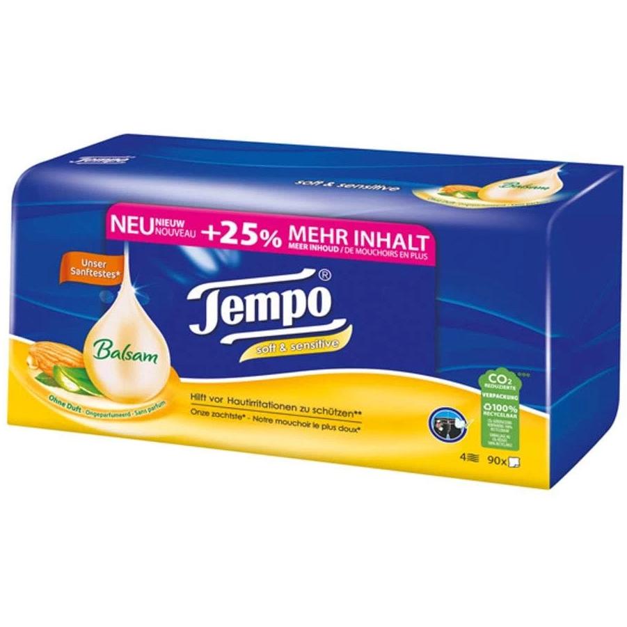 Tempo, Taschentücher + Kosmetiktücher, Taschentücher Box soft & sensitive 90 Stück