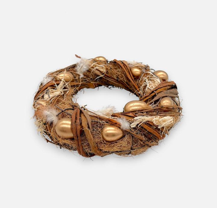 Hoff Interieur Osterkranz, Dekokranz aus Weide Gras Federn Kunststoff Ø35cm x H 9cm