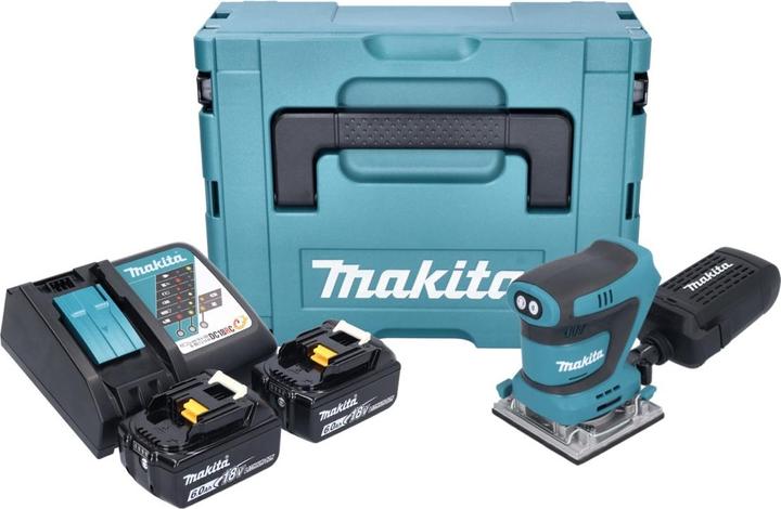 Produktbild Makita DBO 484 RGJ Akku Schwingschleifer 18 V 112 x 102 mm + 2x Akku 6,0 Ah + Ladegerät + Makpac (Schwingschleifer, 210 W)