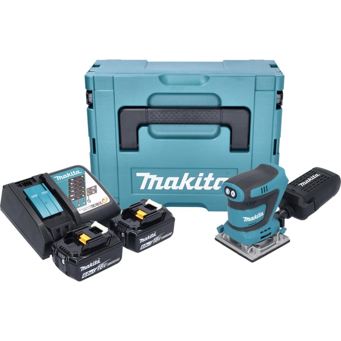 Thumbnail - Makita, Schleifmaschine + Poliermaschine, DBO 484 RGJ Akku Schwingschleifer 18 V 112 x 102 mm + 2x Akku 6,0 Ah + Ladeger...