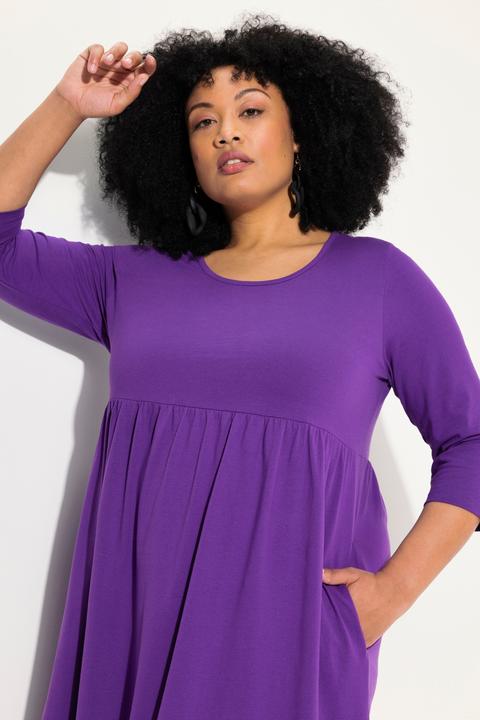 Actual product image Ulla Popken Cotton Knit 3/4 Sleeve Empire Pocket Dress (50, 52)