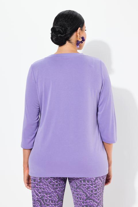 Produktbild Ulla Popken Shirt, Rippbündchen, Rundhals, 3/4-Arm (58)