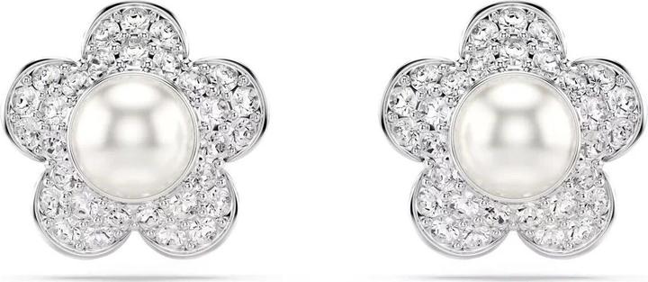 Swarovski x Ariana Grande Ohrstecker Rundschliff Blume Weiss Rhodiniert (Swarovski Metall)