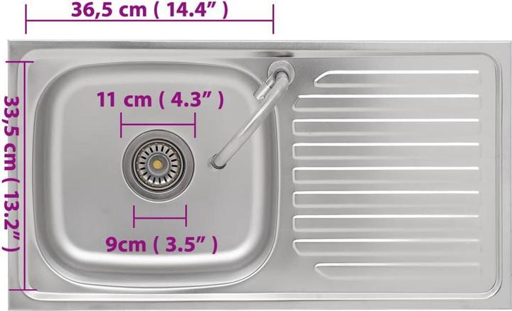 Immagine prodotto vidaXL Caterina (Lavello con sgocciolatoio, 40 cm, 75 cm)