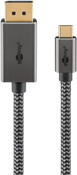 Image du produit Goobay USB-C-auf-DisplayPort-Textilkabel 4K @ 60 Hz, 1 m, schwarzsilber (1 m)
