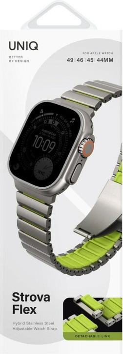 Produktbild Uniq Strova Flex Strap for Apple Watch 44/45/46/49mm Silver Lime