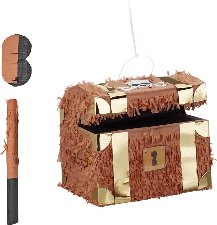 Produktbild Relaxdays Pinata Set Schatztruhe mit Stab & Maske (1 Stk.)