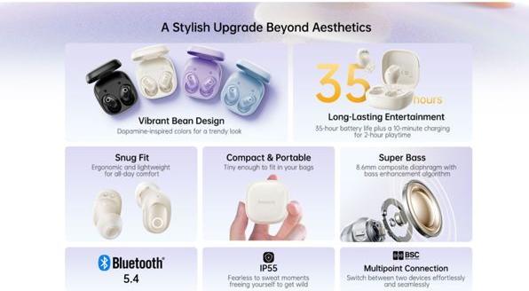 Actual product image Baseus Bass BD1 (ANC, 8 h, Wireless)