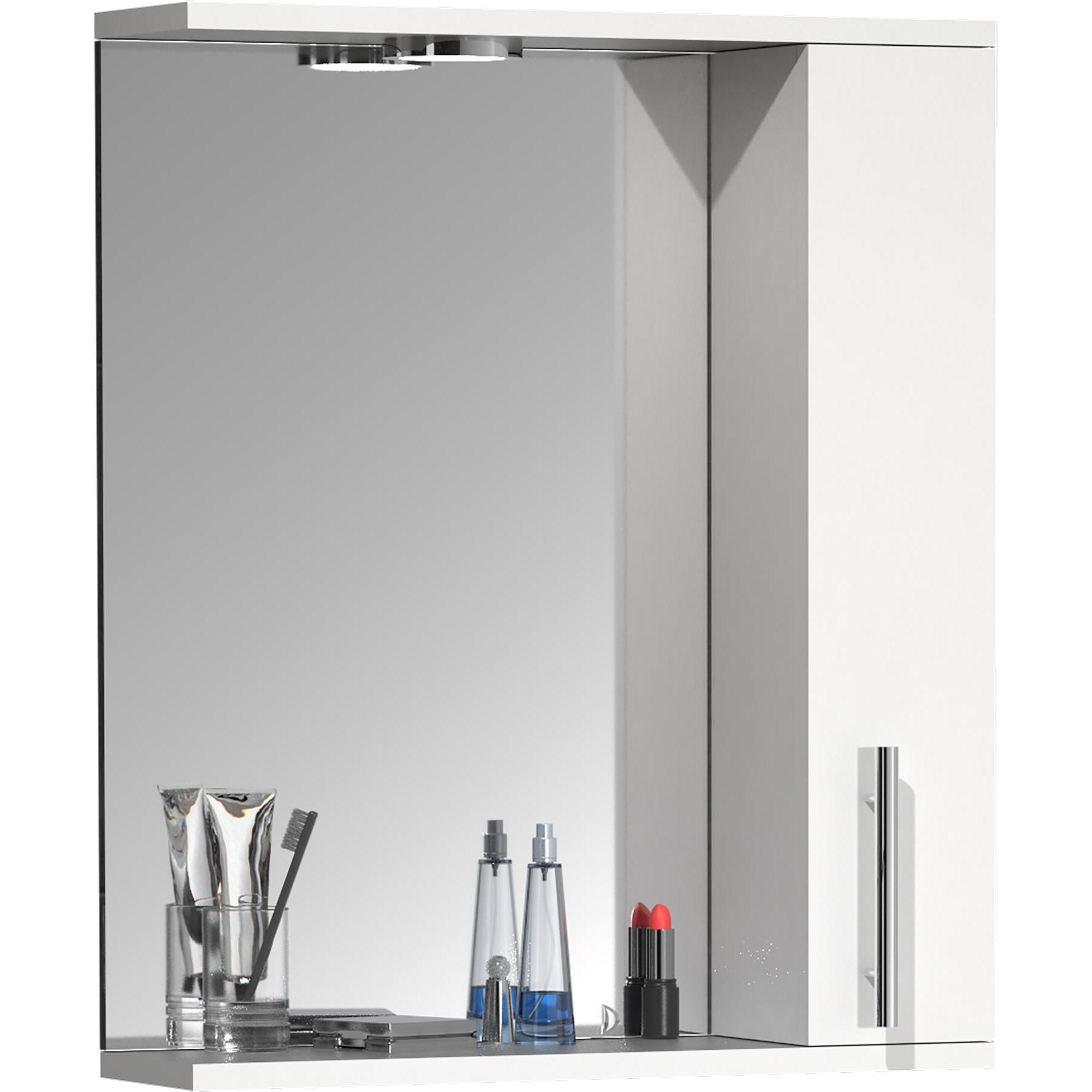 VCM, Spiegelschrank, Badspiegel Wandspiegel 50 cm Hängespiegel Spiegelschrank Badezimmer Drehtür Beleuchtung Lisalo M (5...