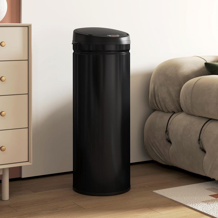 Produktbild Homcom Sensor-Mülleimer Edelstahl, Kunststoff Schwarz (50 l)