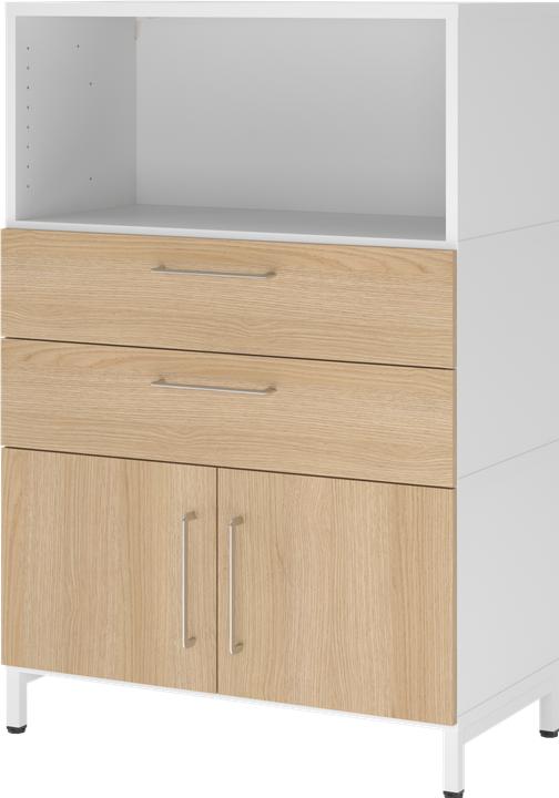 Hammerbacher Kombischrank, 3OH, Sockel, weiss/eiche (80 x 41.70 x 118 cm)