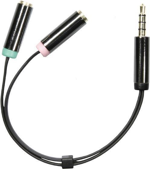 Actual product image Deltaco Adapter PC-headset 1 x 3.5mm ha -> 2 3.5m ho (Jack adapter)